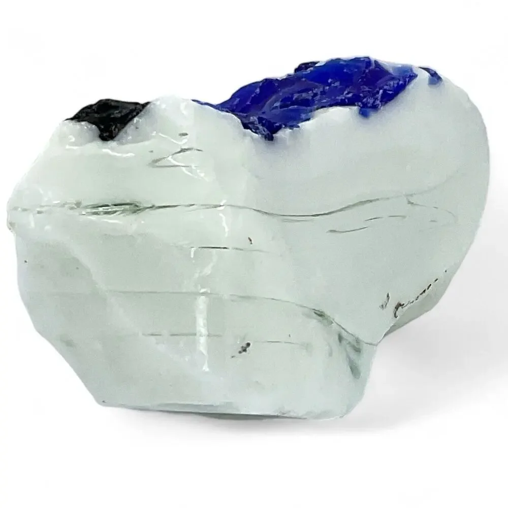 White Milk Cobalt Infused Art Glass Cullet Glowing Manganese‎ Slag Glass #4GX160